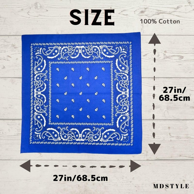 MD Style Extra Large Bandana 27” x 27” 100% Cotton for Men & Women Paisley Handkerchief Headband Scarf Jumbo Bandanas - Image 4